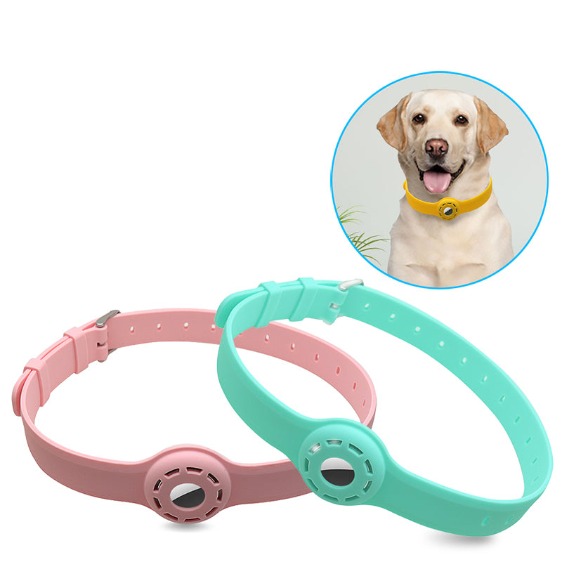 Pet Collar Design Hollow Out Anti-Lost Protective Cover Case Silicone Strap for Apple AirTag Tracker