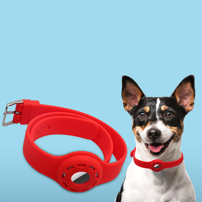 Pet Collar Design Hollow Out Anti-Lost Protective Cover Case Silicone Strap for Apple AirTag Tracker