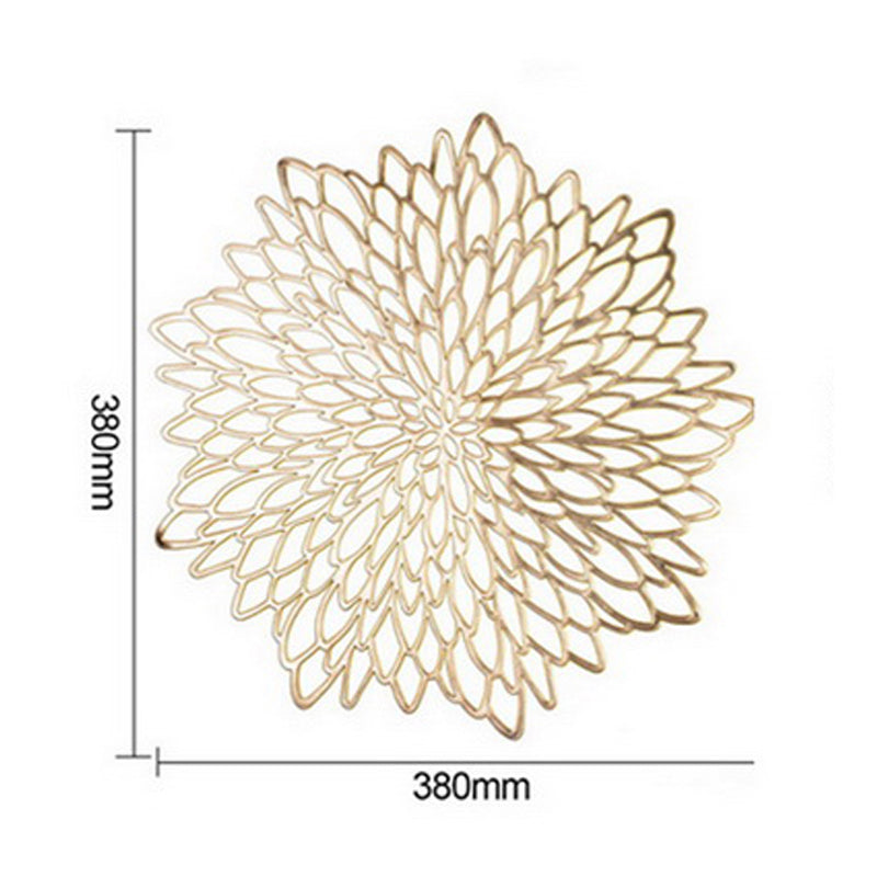 Flower Design Gold Silver PVC Placemat Decorative Table Pad Heat Insulation Anti-slip Mat