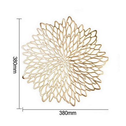 Flower Design Gold Silver PVC Placemat Decorative Table Pad Heat Insulation Anti-slip Mat