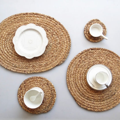 11cm Round Straw Drink Table Mat Home Table Decoration Insulated Cup Mat