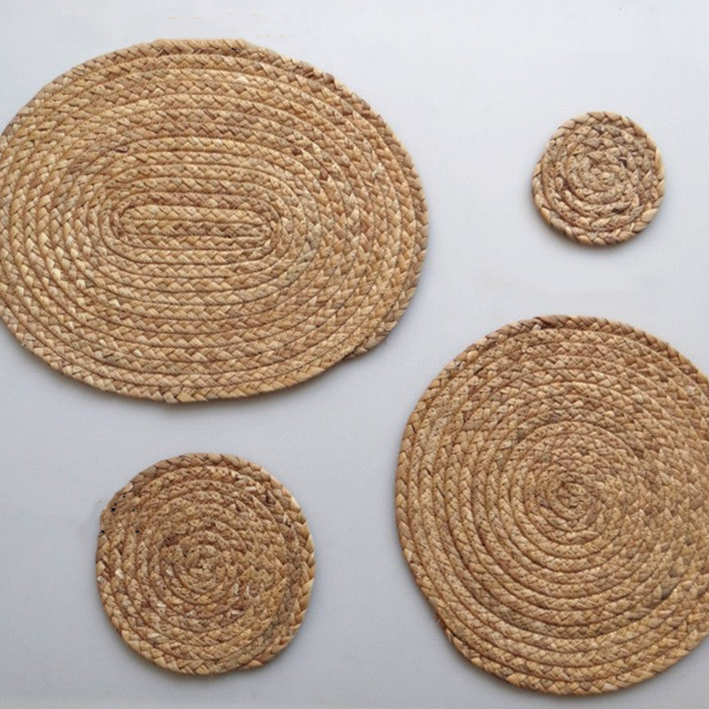 11cm Round Straw Drink Table Mat Home Table Decoration Insulated Cup Mat