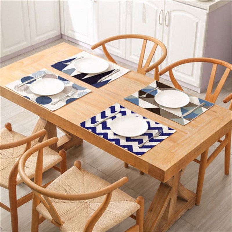 CD011 Home Decoration Single Pattern Printed Cotton Linen Placemat Dining Table Mat