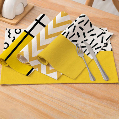 CD011 Home Decoration Single Pattern Printed Cotton Linen Placemat Dining Table Mat