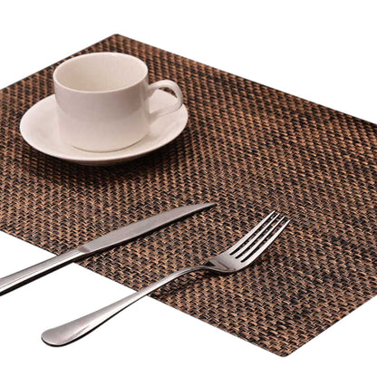 MJ7814 PVC Braided Non-Slip Placemat Dining Table Mat Heat-insulated Tableware Bowl Pads