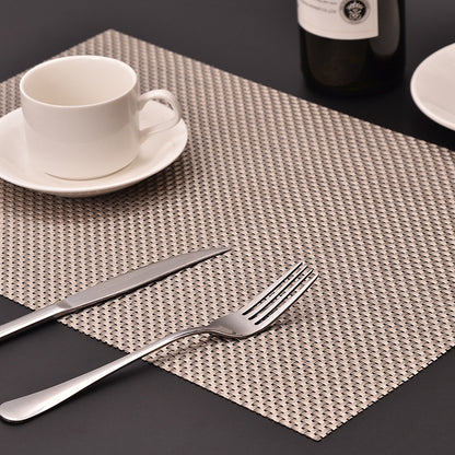 MJ7814 PVC Braided Non-Slip Placemat Dining Table Mat Heat-insulated Tableware Bowl Pads