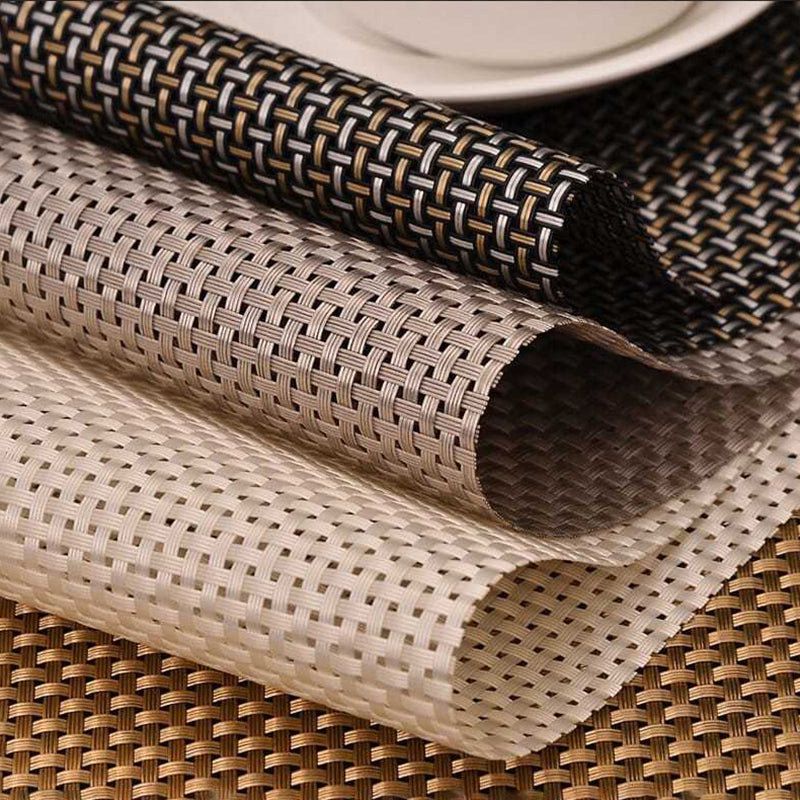 MJ7814 PVC Braided Non-Slip Placemat Dining Table Mat Heat-insulated Tableware Bowl Pads