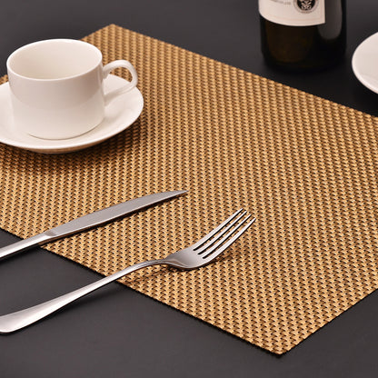 MJ7814 PVC Braided Non-Slip Placemat Dining Table Mat Heat-insulated Tableware Bowl Pads