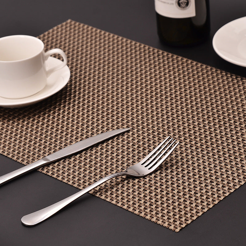 MJ7814 PVC Braided Non-Slip Placemat Dining Table Mat Heat-insulated Tableware Bowl Pads