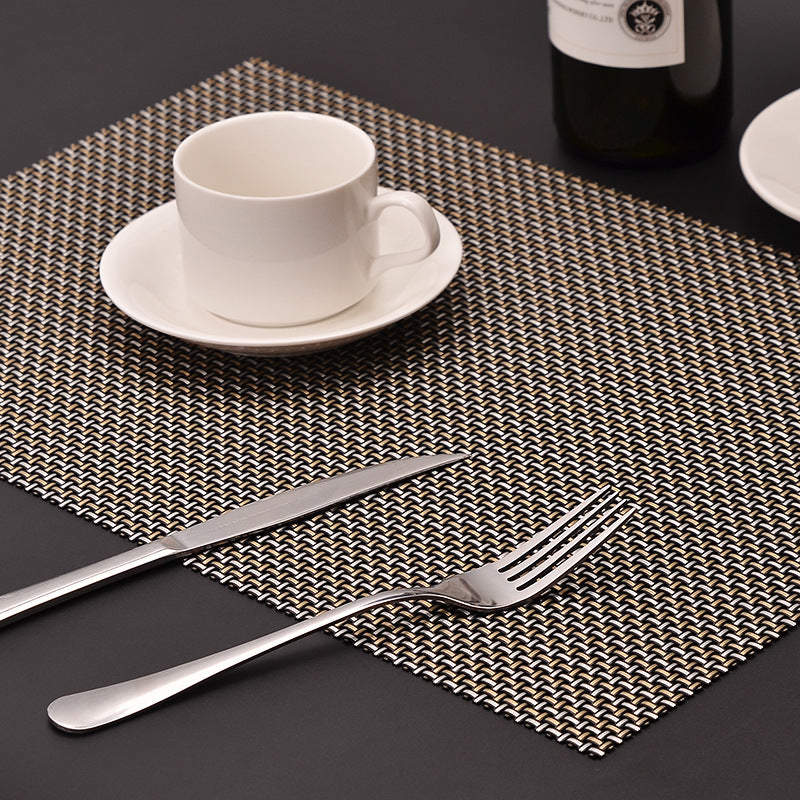 MJ7814 PVC Braided Non-Slip Placemat Dining Table Mat Heat-insulated Tableware Bowl Pads