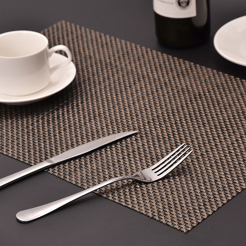 MJ7814 PVC Braided Non-Slip Placemat Dining Table Mat Heat-insulated Tableware Bowl Pads