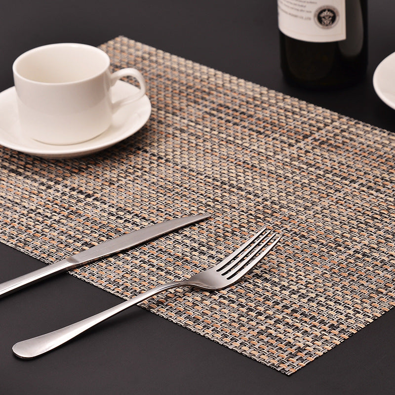 MJ7814 PVC Braided Non-Slip Placemat Dining Table Mat Heat-insulated Tableware Bowl Pads