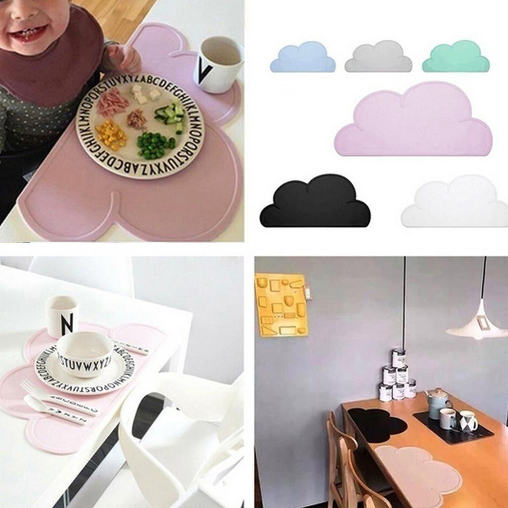 SHY98 BPA Free Cartoon Cloud Silicone Placemat Heat Resistant Plate Mat Children Bowl Coaster