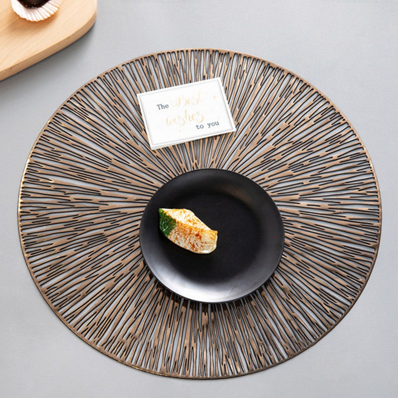 Hollow Out Round PVC Placemat Kitchen Anti-skid Heat Insulation Pad Mat Dining Table Decoration