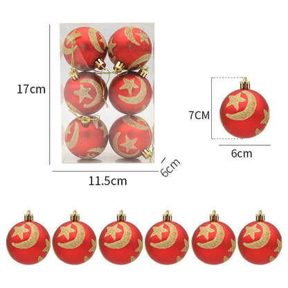 6PCS Christmas Tree Ball Ornaments Shockproof Festival Hanging Decors for Holiday Party Decoration