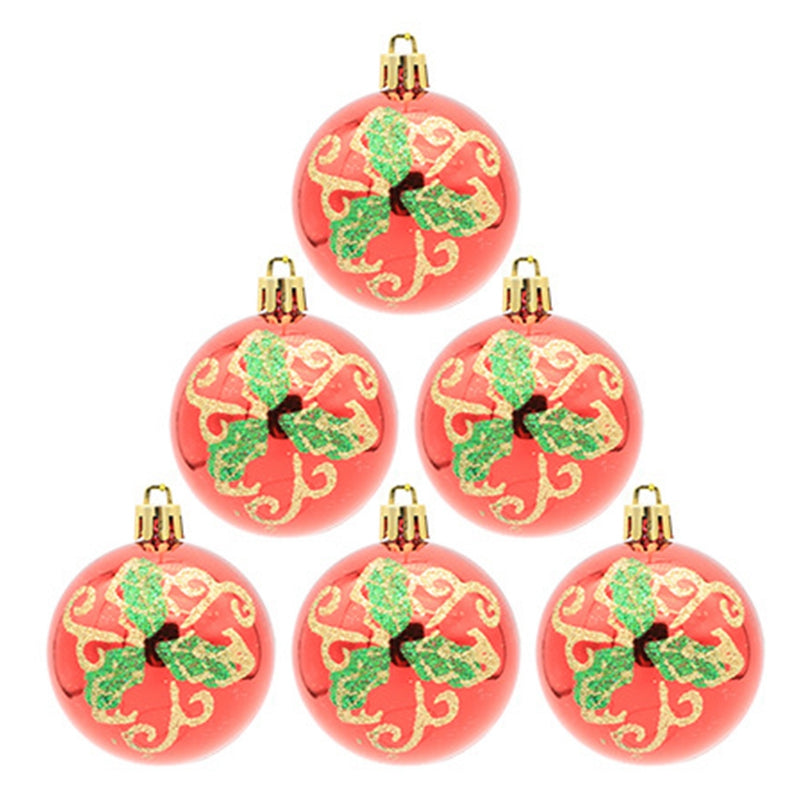 6PCS Christmas Tree Ball Ornaments Shockproof Festival Hanging Decors for Holiday Party Decoration