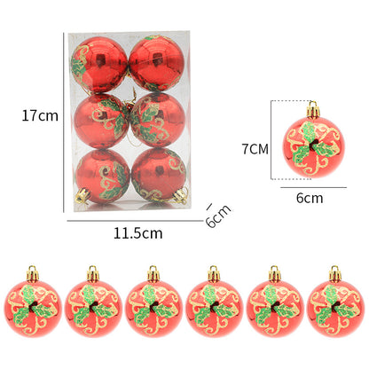 6PCS Christmas Tree Ball Ornaments Shockproof Festival Hanging Decors for Holiday Party Decoration