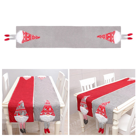 Christmas Table Runner Linen Xmas Gnome Holiday Family Gathering Decoration Party Supplies