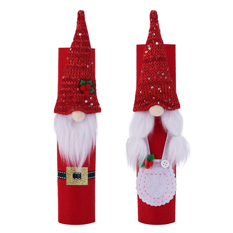 5122 2Pcs Christmas Refrigerator Door Handle Covers Xmas Santa Faceless Dwarf Doll for Fridge Handle Anti-Slip Protector Kitchen Appliance Handle Decorations