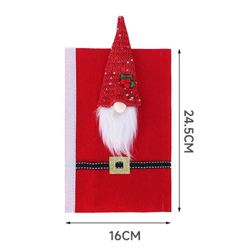 5122 2Pcs Christmas Refrigerator Door Handle Covers Xmas Santa Faceless Dwarf Doll for Fridge Handle Anti-Slip Protector Kitchen Appliance Handle Decorations