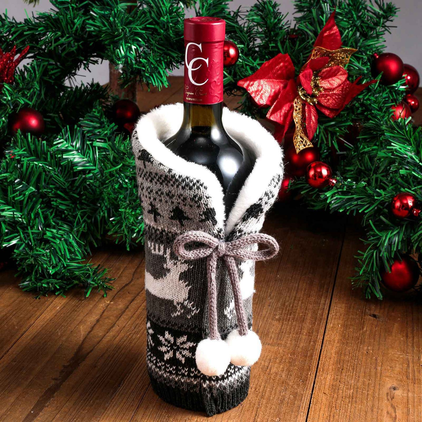 Christmas Sweater Newest Handmade Wine Bottle Knit Bottle Coat Festival Decoration