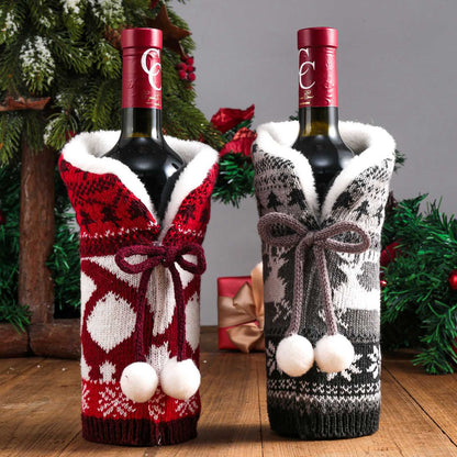 Christmas Sweater Newest Handmade Wine Bottle Knit Bottle Coat Festival Decoration