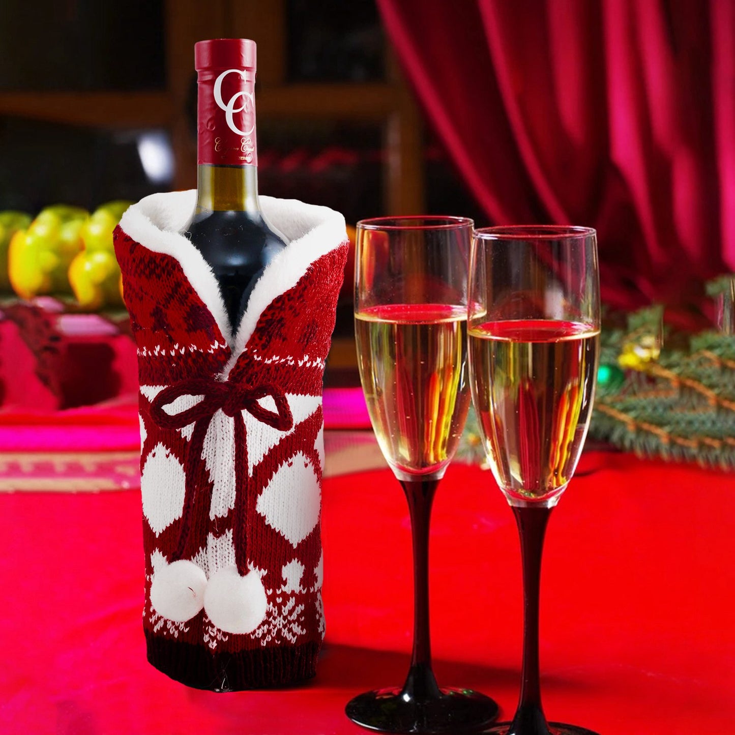 Christmas Sweater Newest Handmade Wine Bottle Knit Bottle Coat Festival Decoration