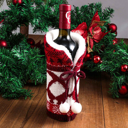 Christmas Sweater Newest Handmade Wine Bottle Knit Bottle Coat Festival Decoration