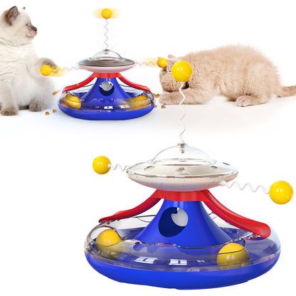 MZP-01 Cat Turntable Leaking Food Toy Pet Toy Funny Cat Stick Cat Feeding Roller Turntable (FDA Certified, BPA Free)