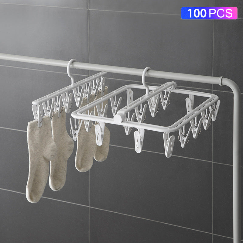 YM-6171 100PCS Laundry Hanger Drying Rack Foldable Clip Hanger for Drying Towels Bras Baby Clothes Underwears