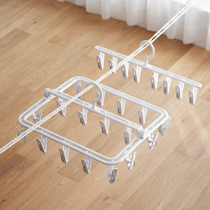 YM-6171 100PCS Laundry Hanger Drying Rack Foldable Clip Hanger for Drying Towels Bras Baby Clothes Underwears