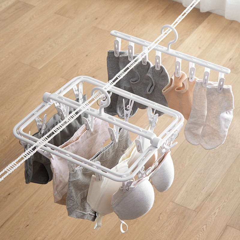 YM-6171 100PCS Laundry Hanger Drying Rack Foldable Clip Hanger for Drying Towels Bras Baby Clothes Underwears