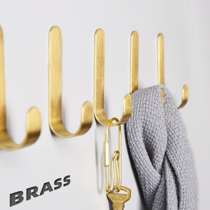 Size S Golden Hook Adhesive Brass Brushed Heavy Duty Hanging Hook Storage Hanger for Hanging Coat Hat Towel Robe Key Clothes