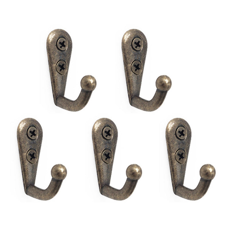 5Pcs Retro Zinc Alloy Hook Wall Door Mount Hooks Home Coat Bag Hat Key Hanging Hook with 2 Screw Holes