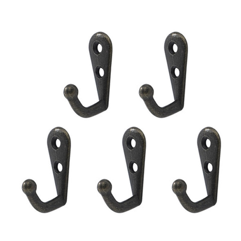 5Pcs Retro Zinc Alloy Hook Wall Door Mount Hooks Home Coat Bag Hat Key Hanging Hook with 2 Screw Holes