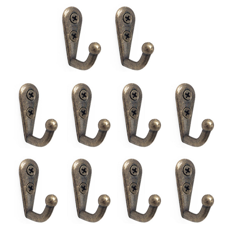 10Pcs Wall Mounted Retro Zinc Alloy Hook Door Back Hooks Home Towel Coat Bag Hat Key Hanger Rack with 2 Screw Holes