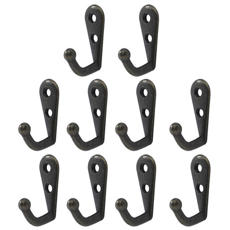 10Pcs Wall Mounted Retro Zinc Alloy Hook Door Back Hooks Home Towel Coat Bag Hat Key Hanger Rack with 2 Screw Holes