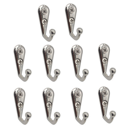 10Pcs Wall Mounted Retro Zinc Alloy Hook Door Back Hooks Home Towel Coat Bag Hat Key Hanger Rack with 2 Screw Holes