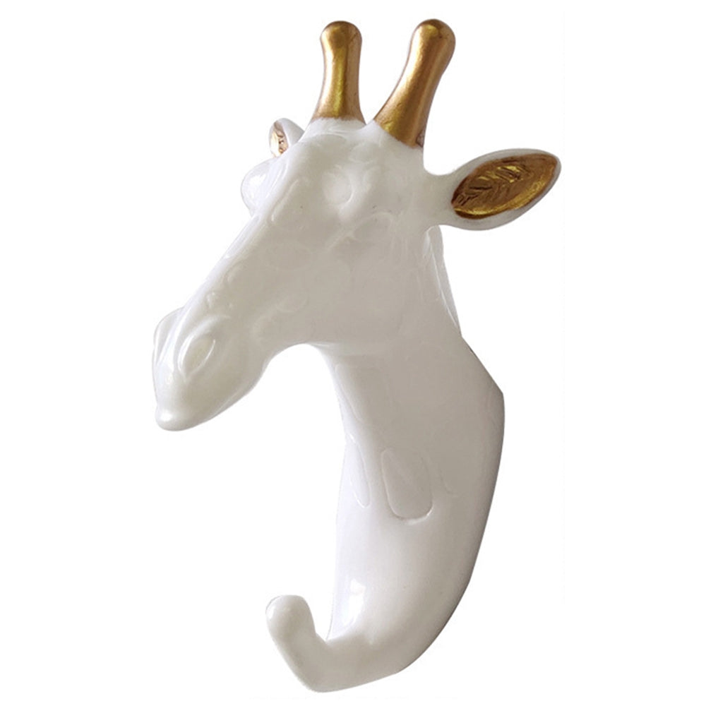 Creative Giraffe Head Wall Hanging Rack Home Decoration Resin Hanger for Keys Scarf Bag