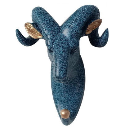 Goat Head Resin Hook Wall Art Jewelry Keys Scarf Bag Hanger Behind The Door Coat Rack