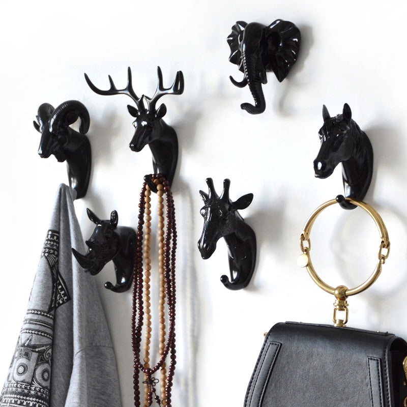 Goat Head Resin Hook Wall Art Jewelry Keys Scarf Bag Hanger Behind The Door Coat Rack