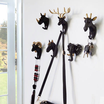 Goat Head Resin Hook Wall Art Jewelry Keys Scarf Bag Hanger Behind The Door Coat Rack