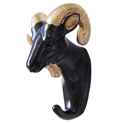 Goat Head Resin Hook Wall Art Jewelry Keys Scarf Bag Hanger Behind The Door Coat Rack