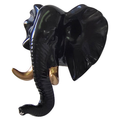 Elephant Head Decorative Wall Resin Hook Jewelry Keys Scarf Bag Hanger Coat Rack for Living Room Bedroom