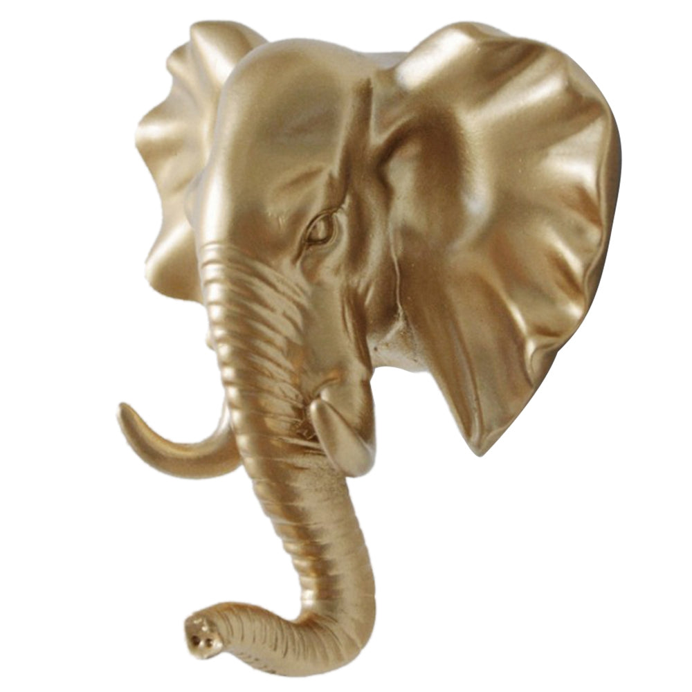 Elephant Head Decorative Wall Resin Hook Jewelry Keys Scarf Bag Hanger Coat Rack for Living Room Bedroom