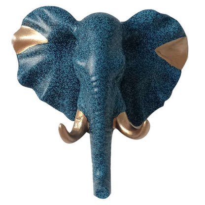 Elephant Head Decorative Wall Resin Hook Jewelry Keys Scarf Bag Hanger Coat Rack for Living Room Bedroom