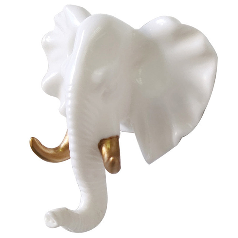 Elephant Head Decorative Wall Resin Hook Jewelry Keys Scarf Bag Hanger Coat Rack for Living Room Bedroom