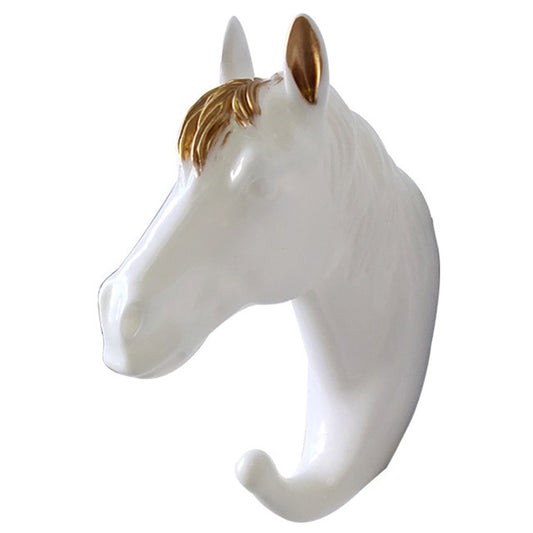 Horse Head Resin Hook Animal Clothes Hanger Wall Decoration for Hallway Cloakroom