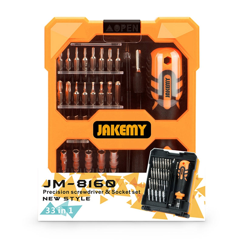 JAKEMY JM-8160 33-in-1 Multifunction Precision Screwdriver Socket Set for Watches, Glass, Combo Tool Bits