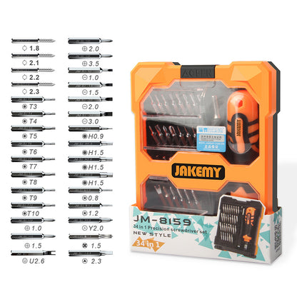 JAKEMY JM-8159 Portable 34-in-1 Precision Screwdriver Set Household Repair Tool Bits for Cellphones, Laptops